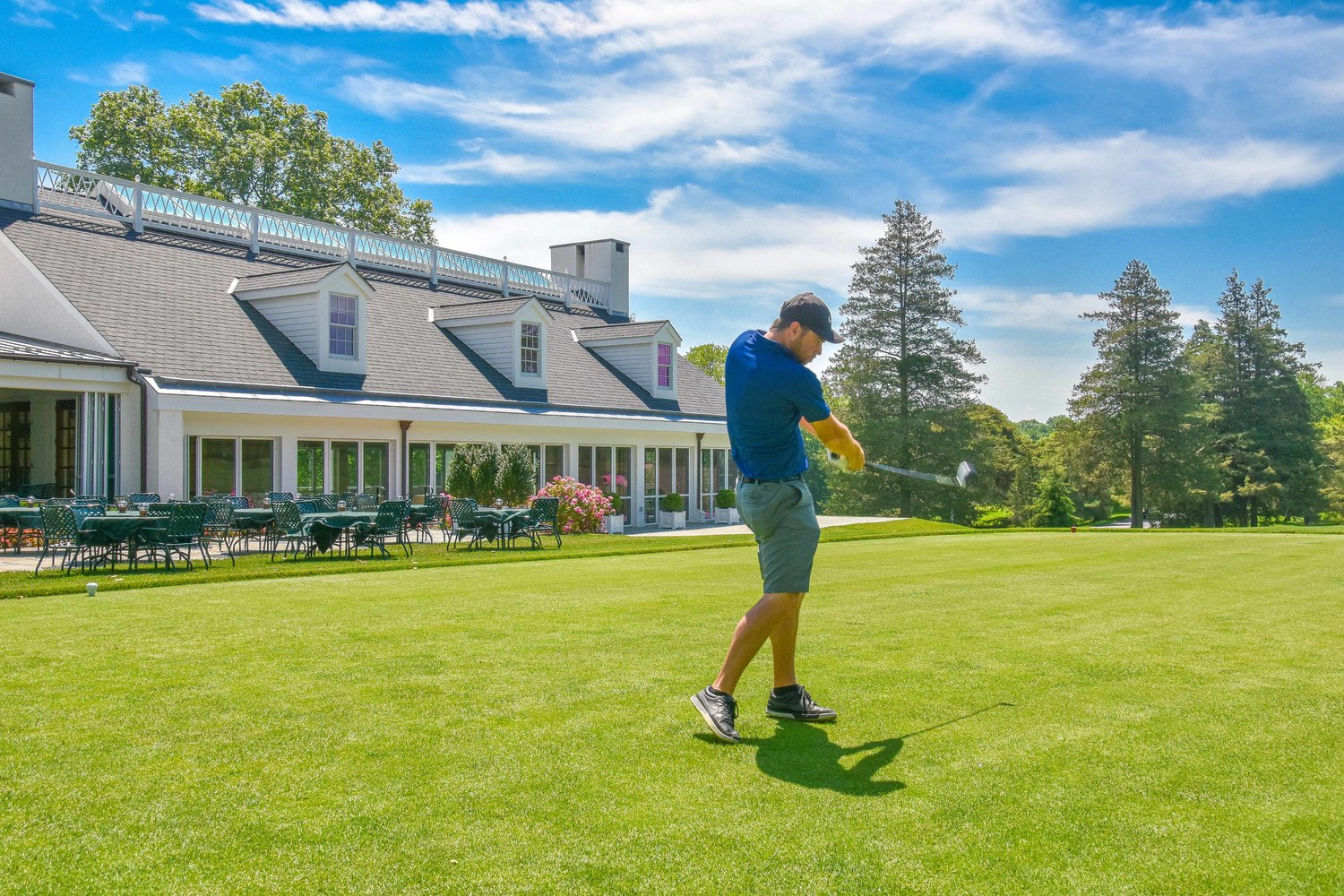 This is me teeing off in front of the clubhouse on the East Course at Merion. Luckily, I striped it.