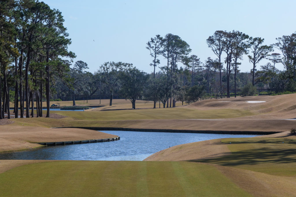 The look from the tee on the par 5, 16th at TPC Sawgrass.